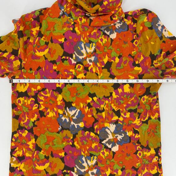 J. Crew Re-Imagined Retro Print Cotton Turtleneck Hippie Boho Size Small - Picture 4 of 7